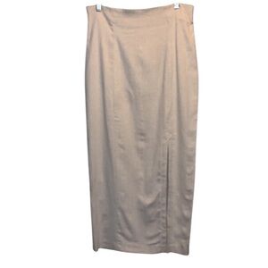 Vintage Capacity Unlimited Long Oatmeal Skirt with Front Slit & Back Zipper L